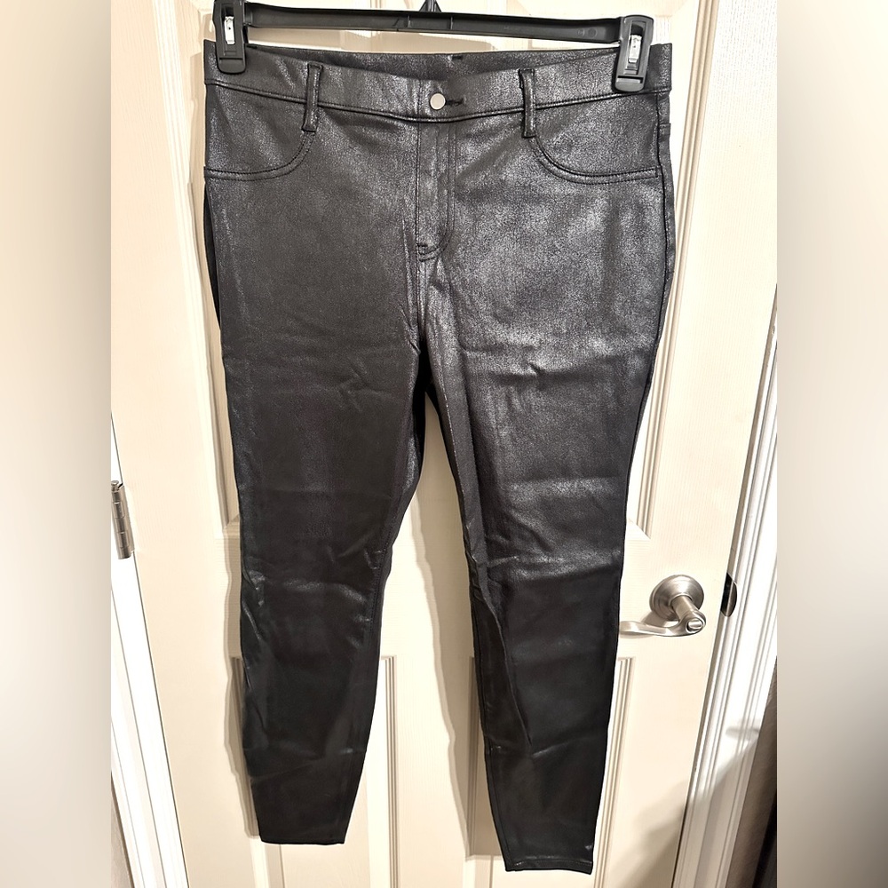 Time and Tru Women's High Rise Jeggings, Black Shiny Coated, Sz XL (16-18), NWOT - Picture 2 of 8
